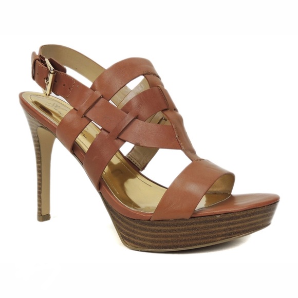 Marc Fisher Shoes - Marc Fisher Brown Strappy Sandals with Chunky Heel